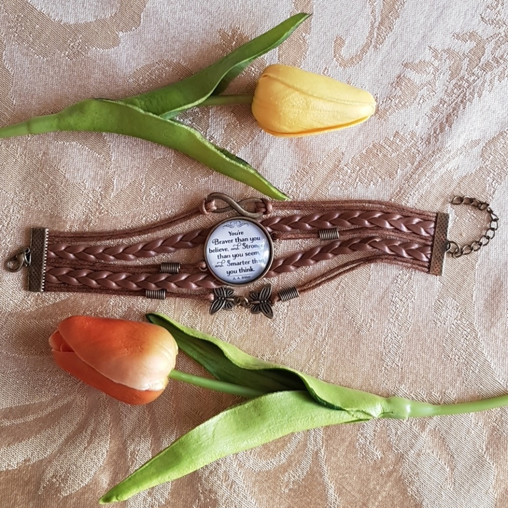 Inspirational quote leather bracelet - Picture 2 of 4